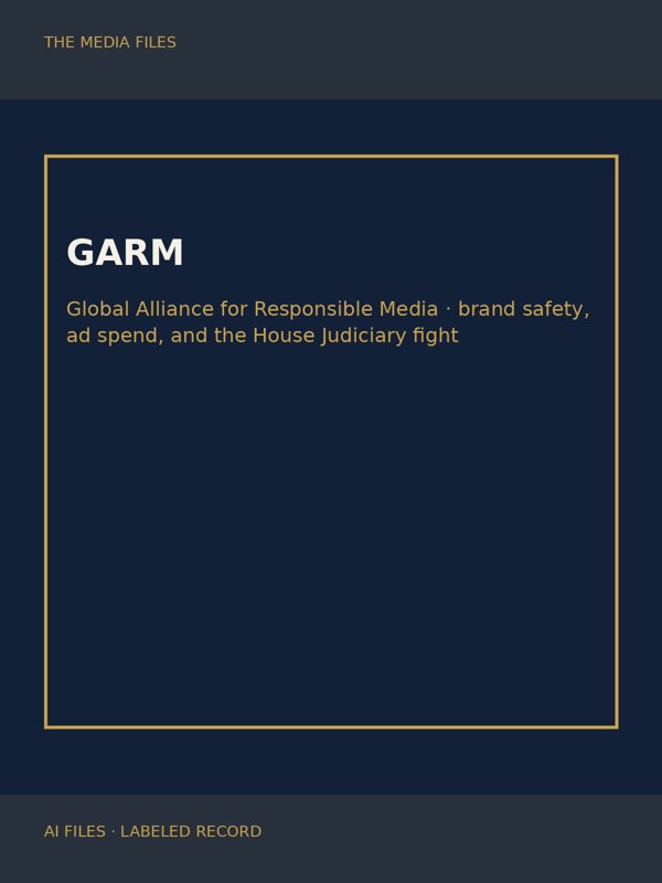 GARM labeled cover — brand safety alliance, House Judiciary report, and advertiser boycott fight.