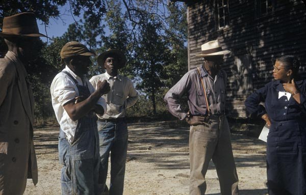 Study participants speak with nurse Eunice Rivers. Archival photograph; precise exposure date is not established here.