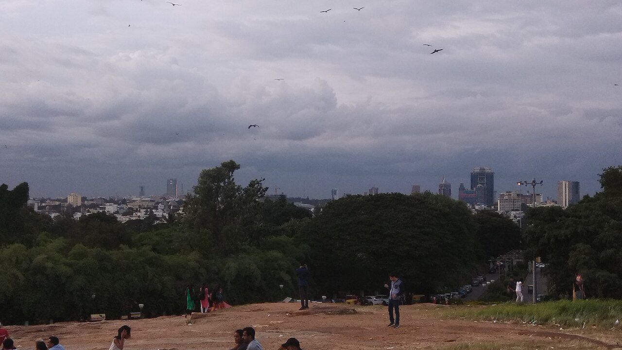 Bengaluru (Bangalore) skyline from Lal Bagh in 2019. City context only; no pictured building is identified as a family property.
