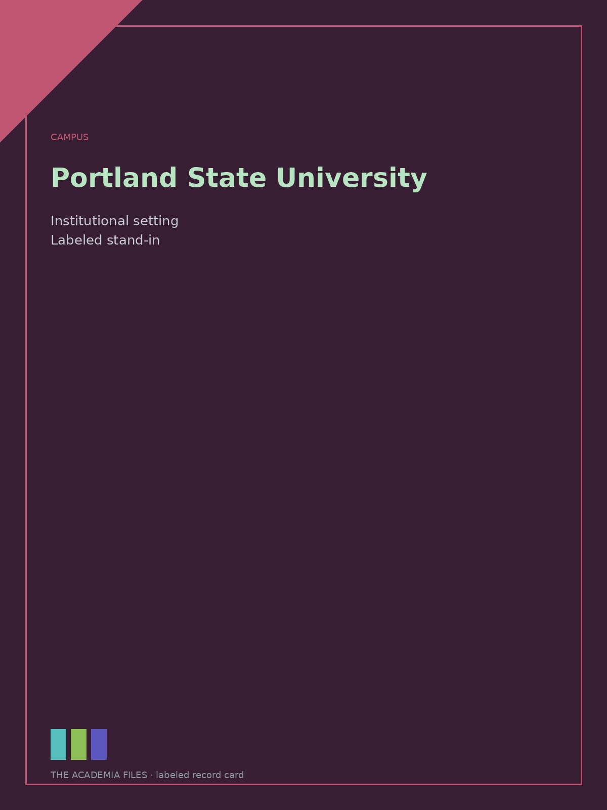 Labeled record card: Portland State University