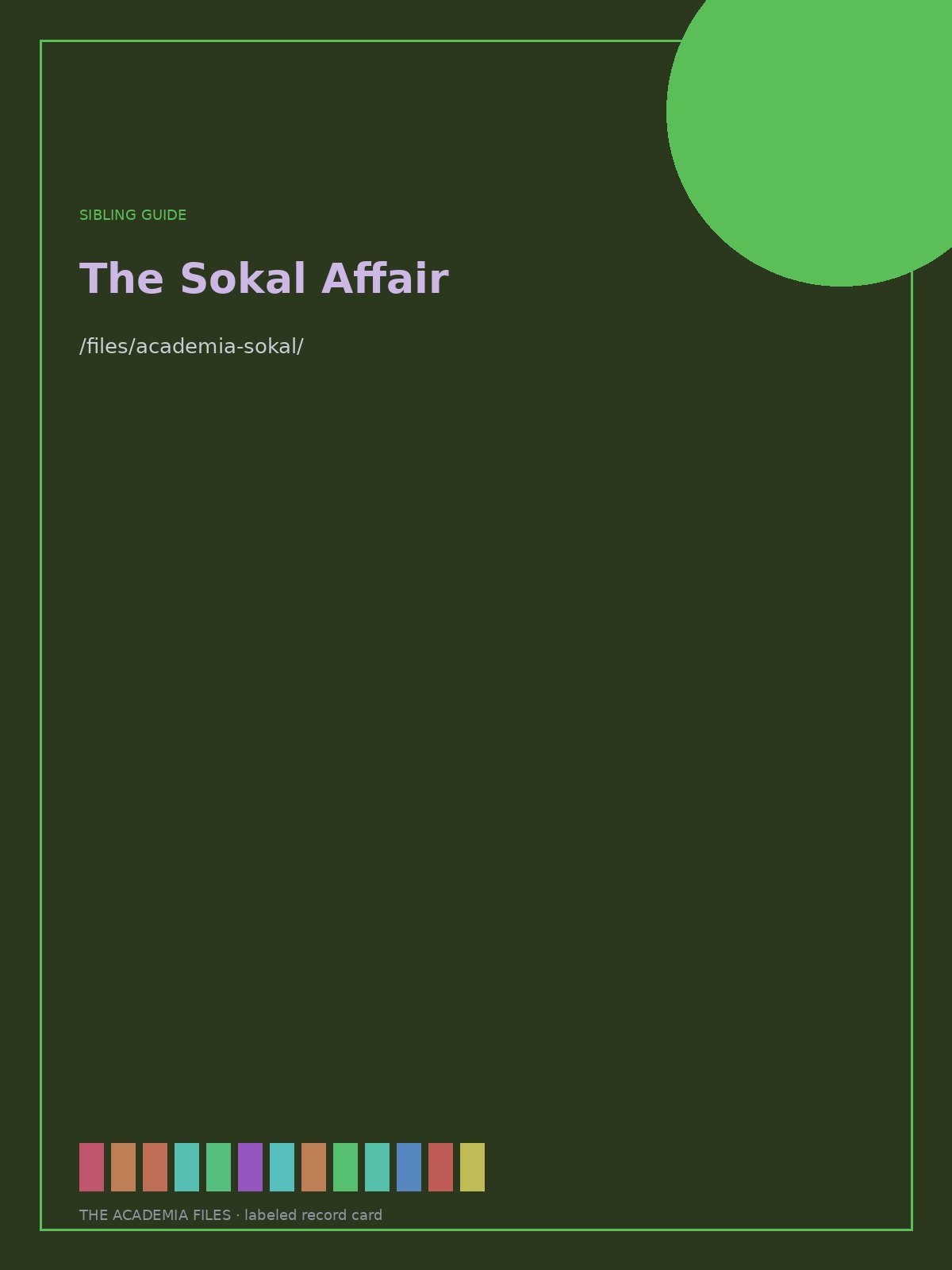 Labeled record card: The Sokal Affair