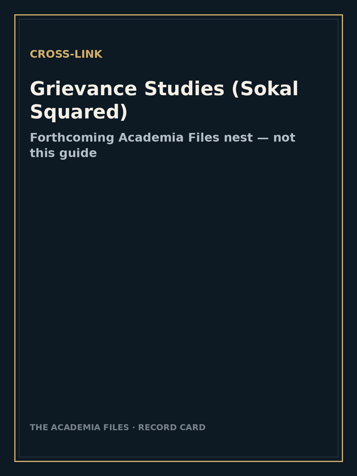 Grievance Studies (Sokal Squared) — labeled record card.