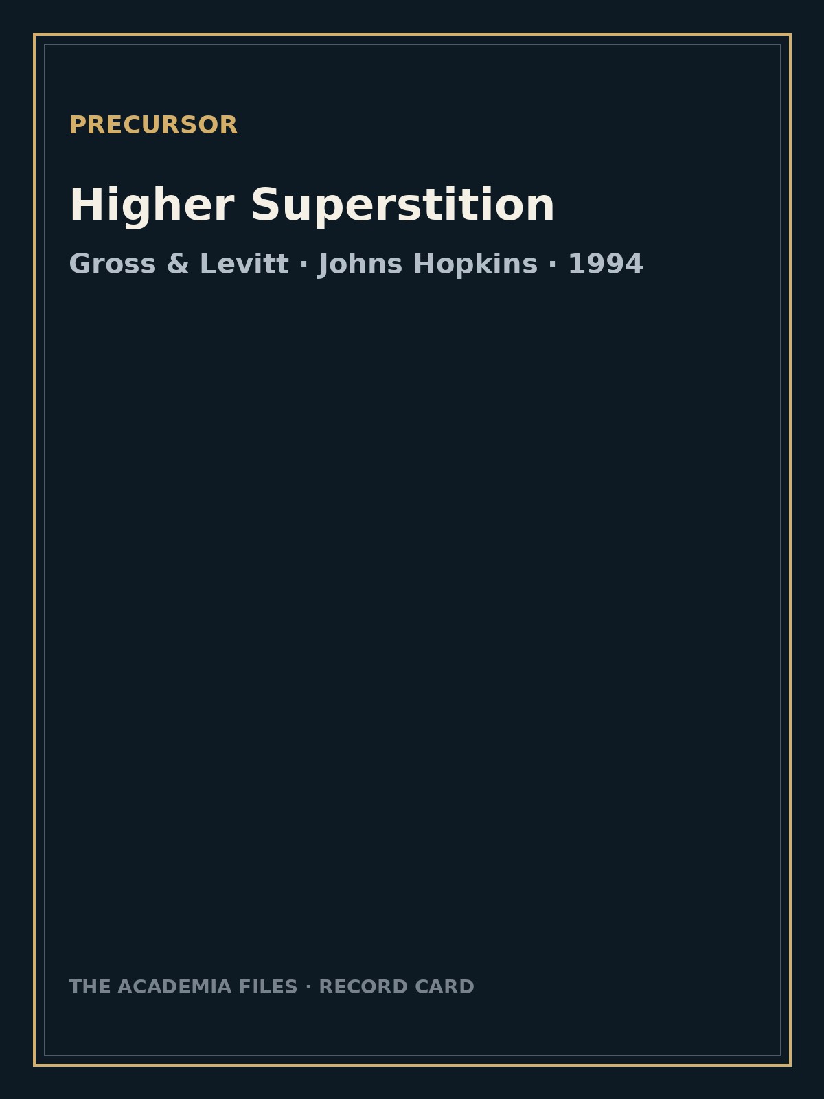 Higher Superstition — labeled record card.