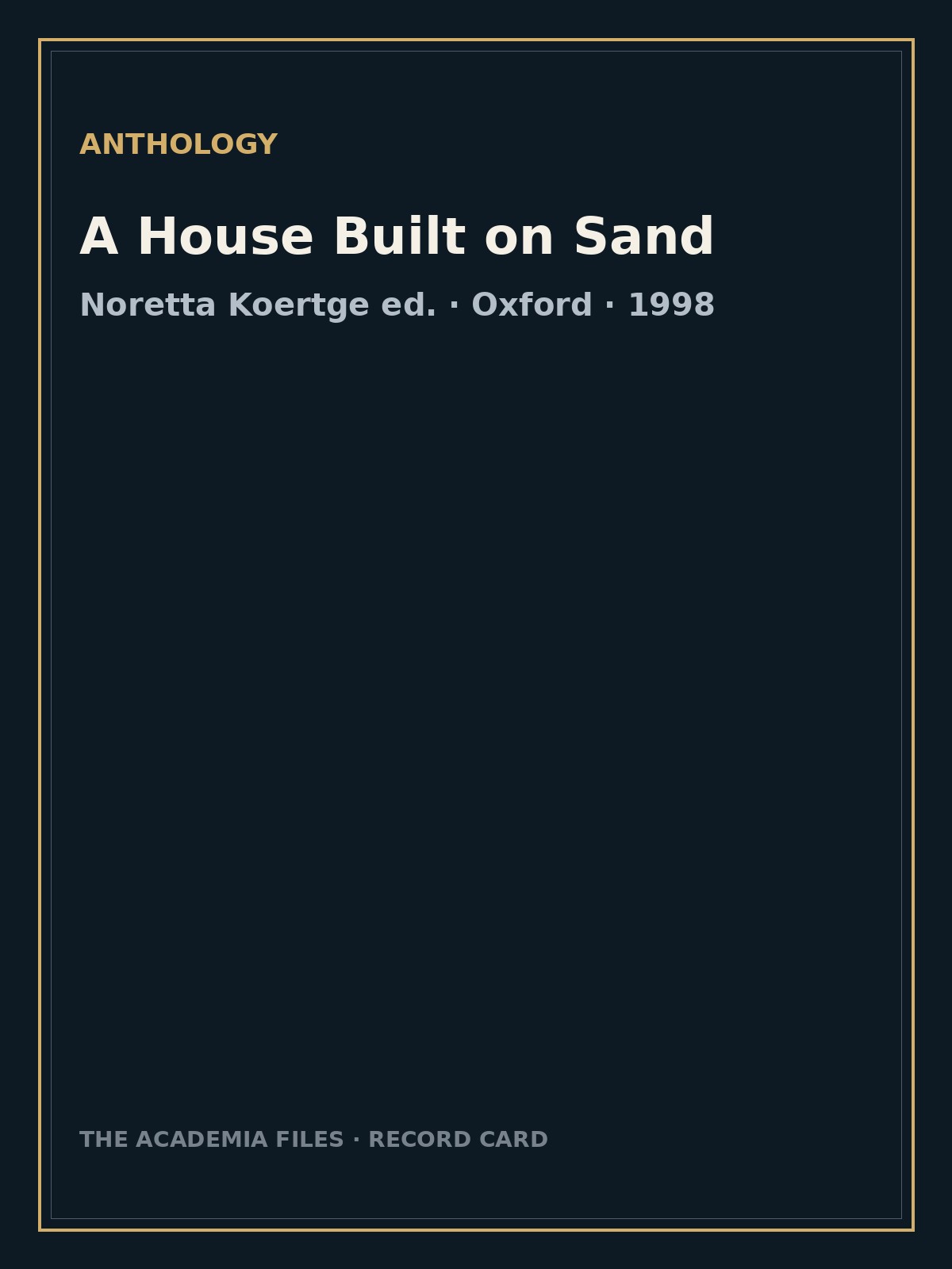 A House Built on Sand — labeled record card.