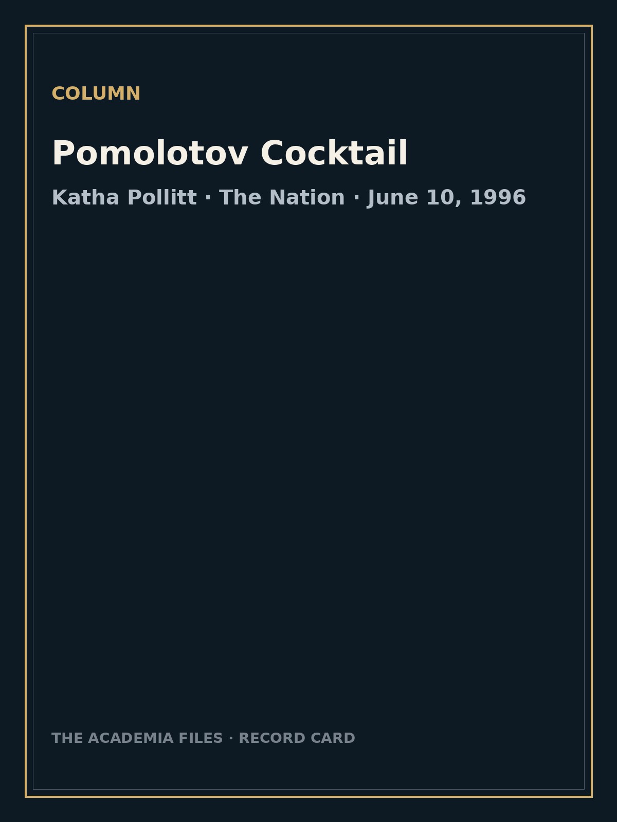Pomolotov Cocktail — labeled record card.