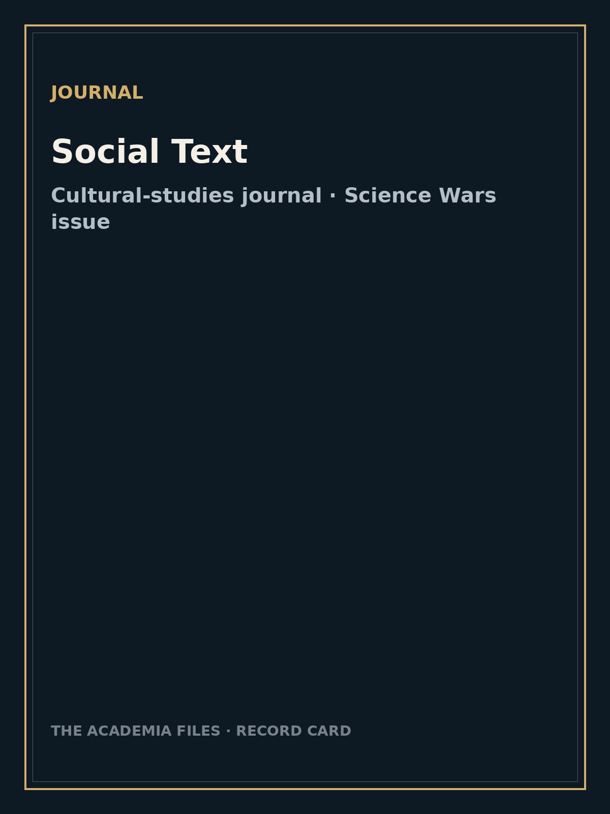Social Text — labeled record card.