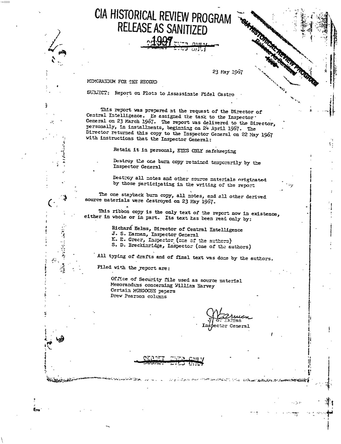 The preserved report and the destroyed working material