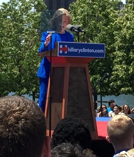 Hillary Clinton campaign kickoff speech, 2016 — stand-in chapter image for public speech rhetoric (Keene 1996 tape is audio-primary).