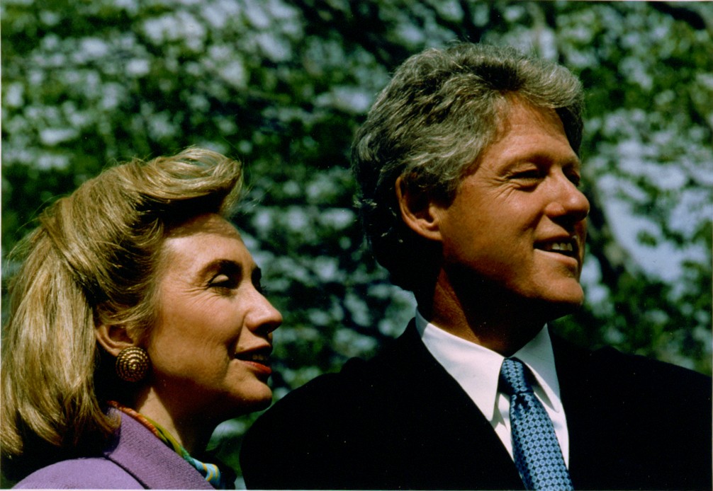 Bill and Hillary Clinton outdoors, April 23, 1993. Official White House photograph preserved by the Library of Congress.