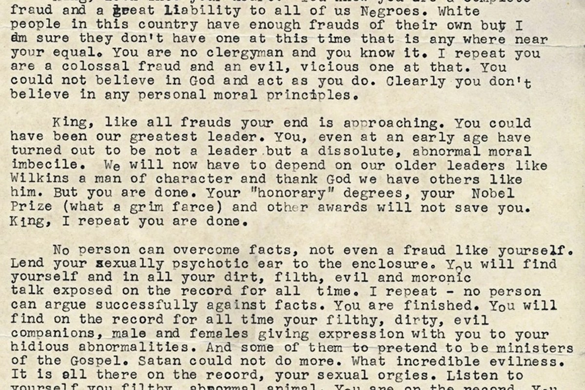 Page associated with FBI–King “suicide letter” circulation (label carefully; Church/Garrow)