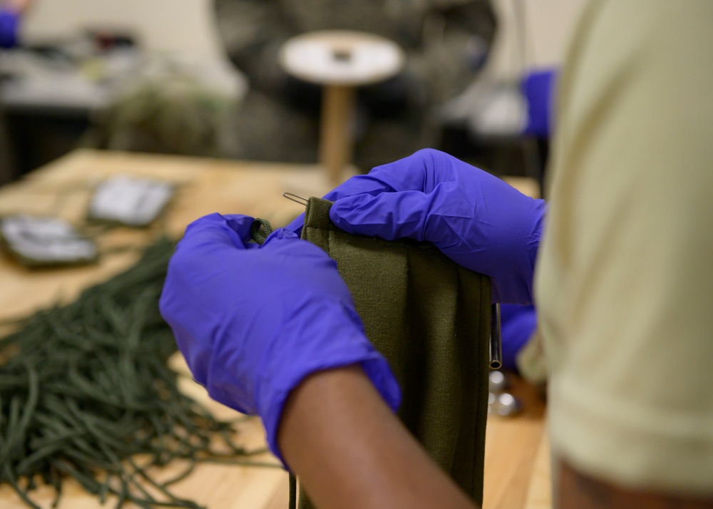 Cloth-mask production by the 366th Operations Support Squadron during the April 2020 response. This is not a respirator performance test.