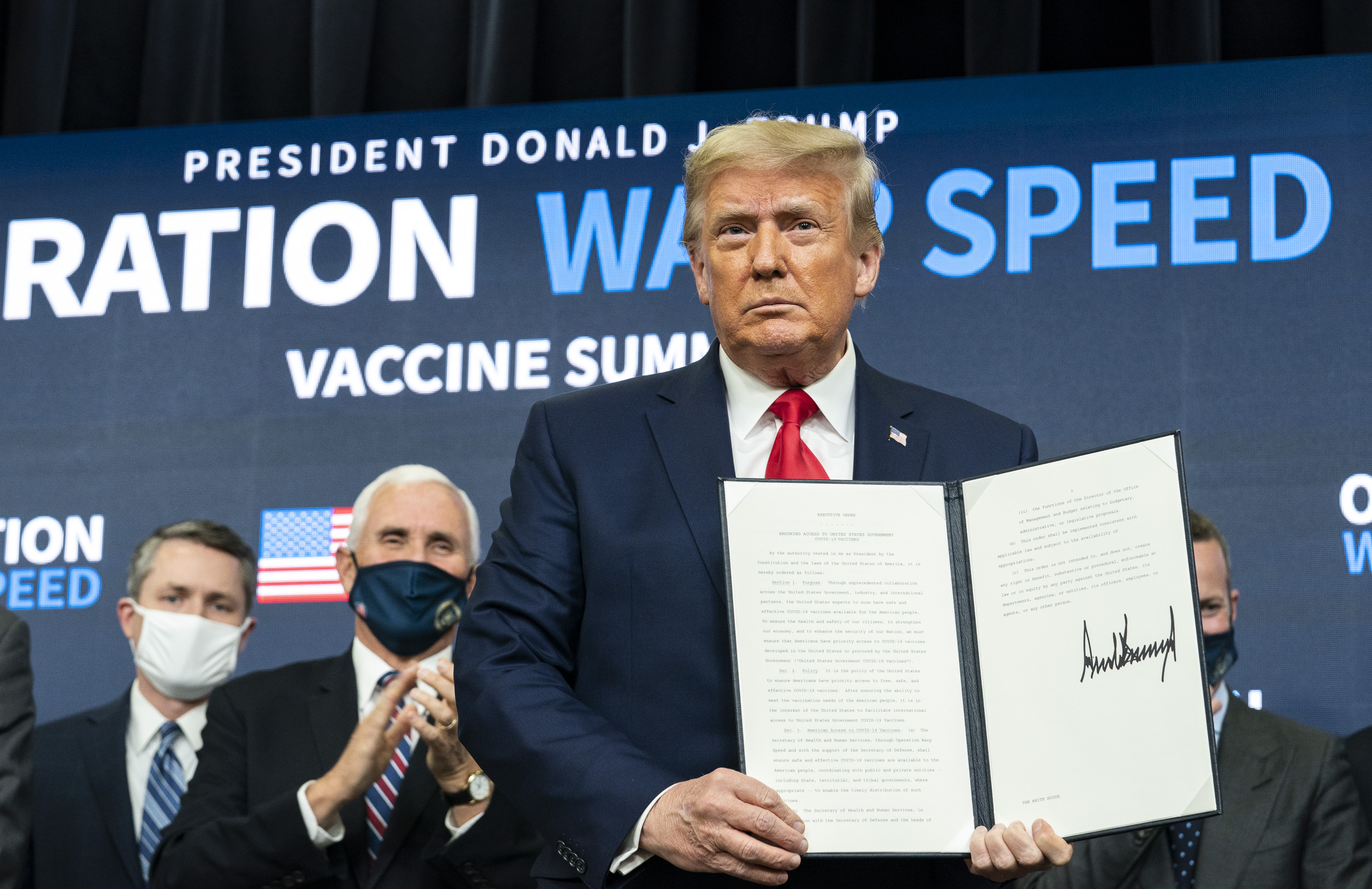 President Donald Trump at the Operation Warp Speed vaccine event, December 8, 2020.