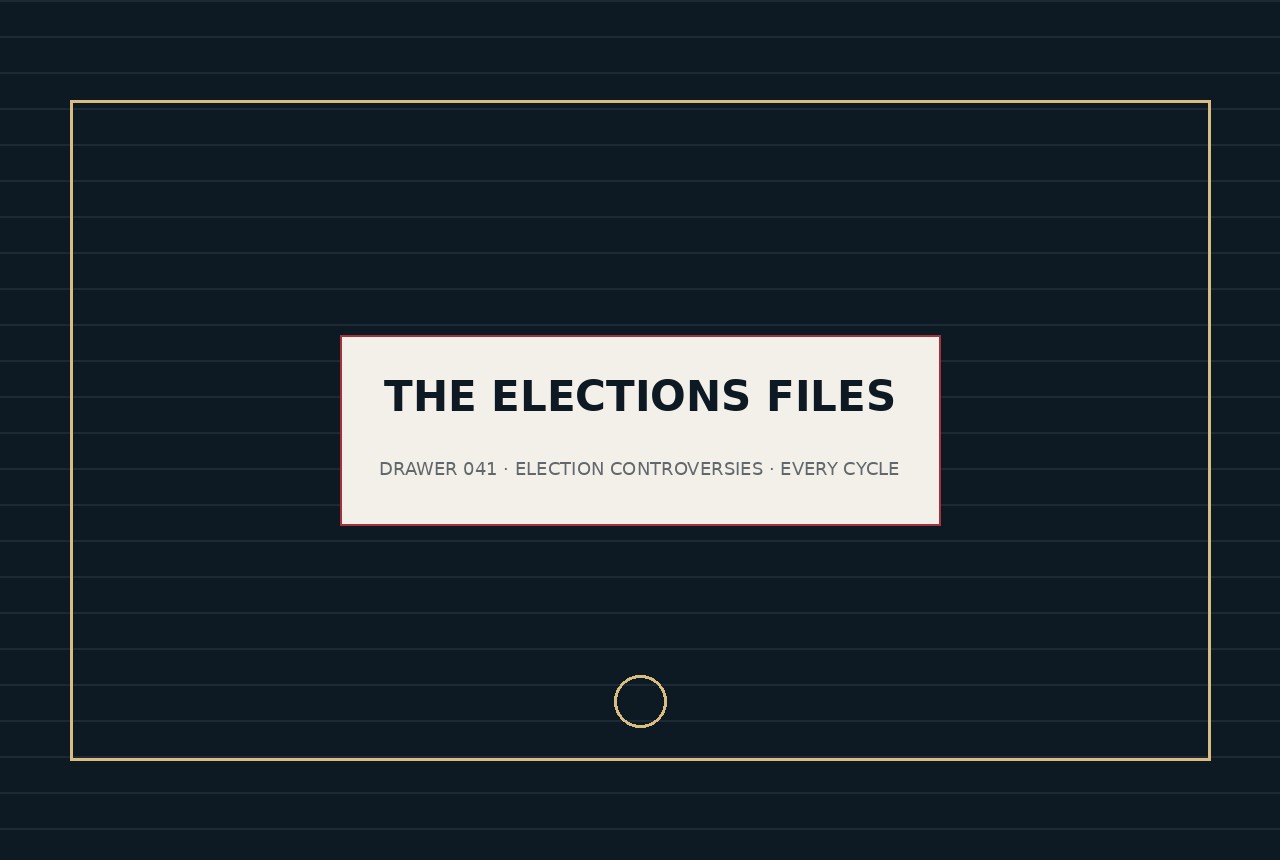 Site-made drawer-plate graphic for The Elections Files collection.