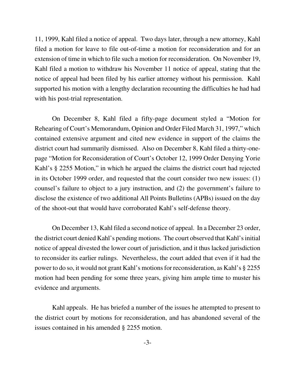 Later claims and the procedural history in the 2001 opinion