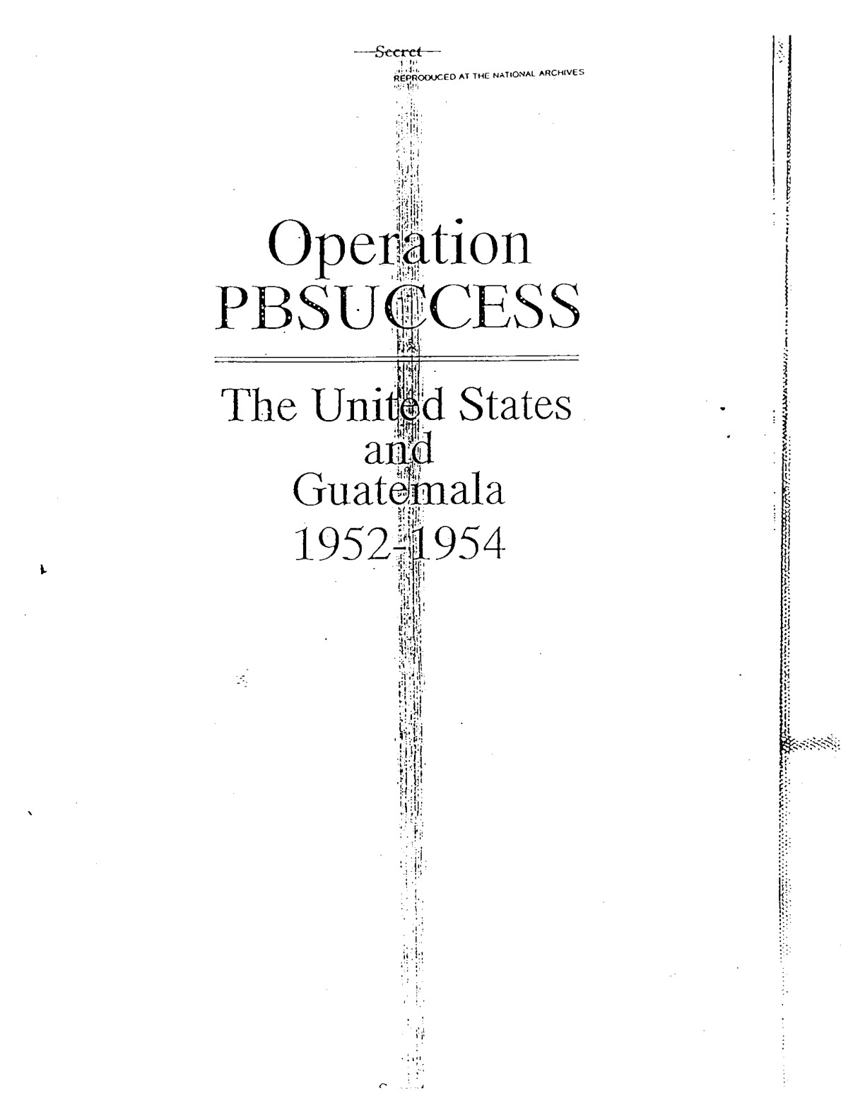 CIA History Staff title page, Operation PBSUCCESS (1994)