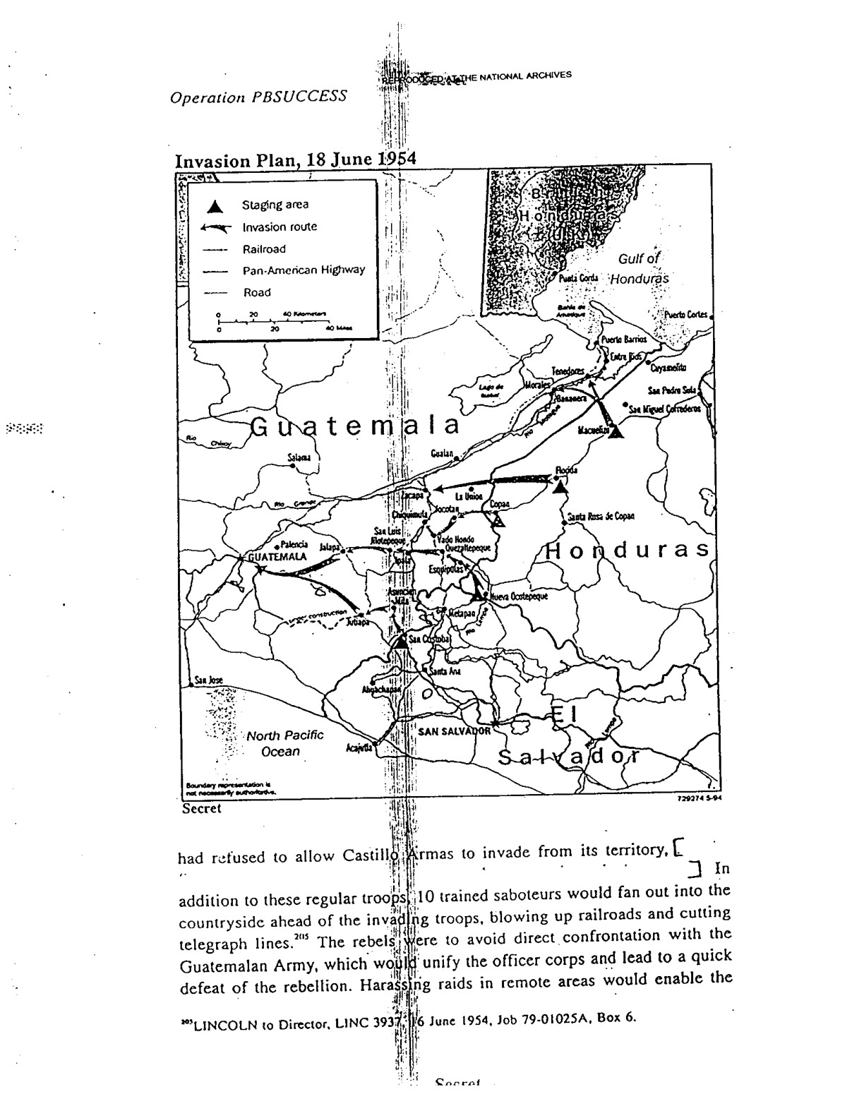 CIA operational map of Guatemala, June 1954, printed page 66
