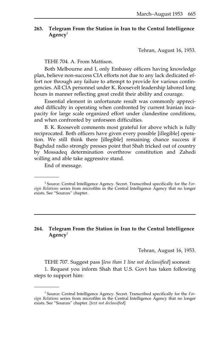 CIA station assessment after the failed attempt, 16 August 1953