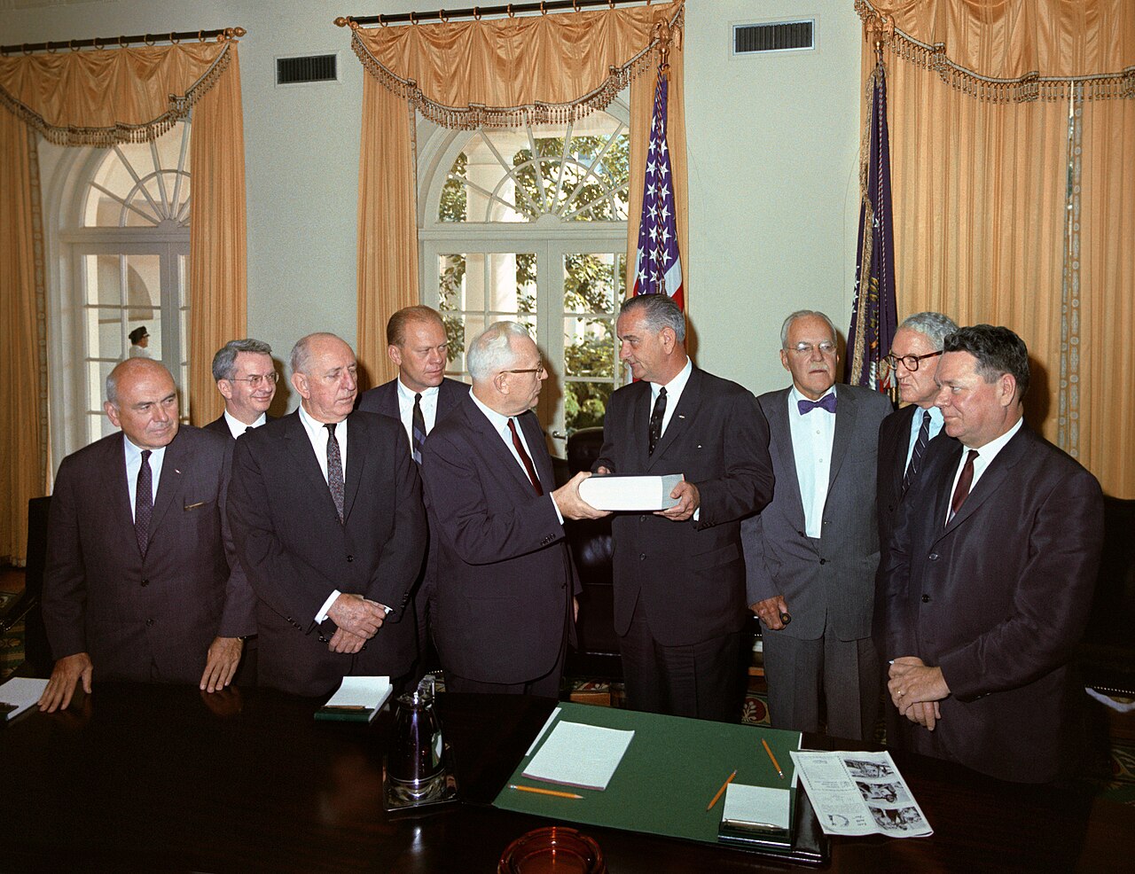 The Warren Commission presents its report to President Johnson, September 24, 1964.