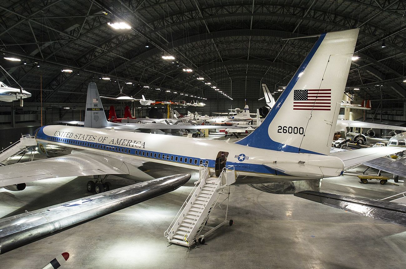 SAM 26000, the Air Force One that carried Kennedy to Dallas and his body home, at the National Museum of the U.S. Air Force.