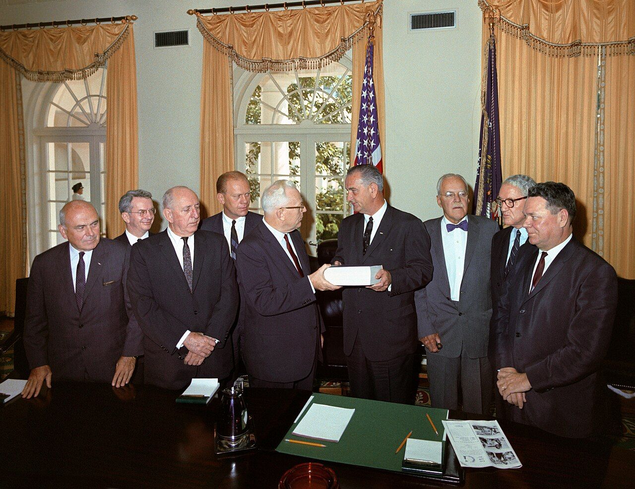 The Warren Commission presents its report to President Johnson, September 24, 1964.