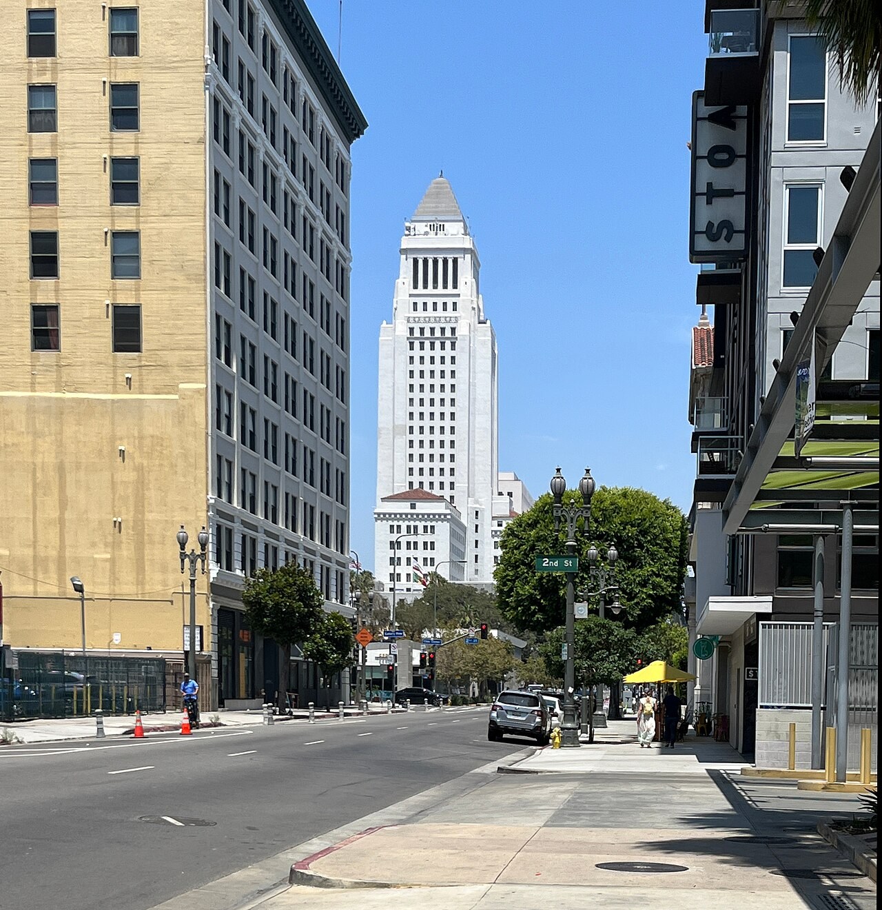 Los Angeles City Hall seen from Main Street, July 2022. Context image of the city government, before Bass took office.