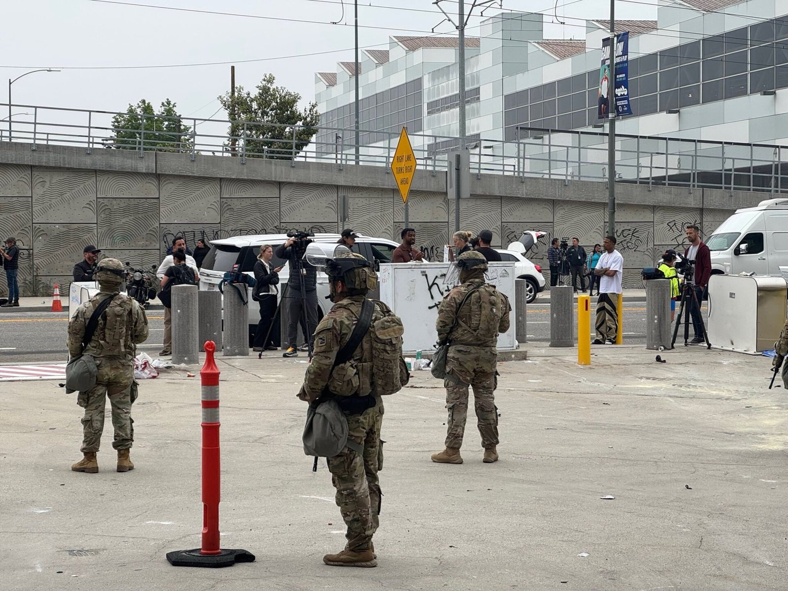 California National Guard troops in Los Angeles after Trump federalized them, June 8, 2025.