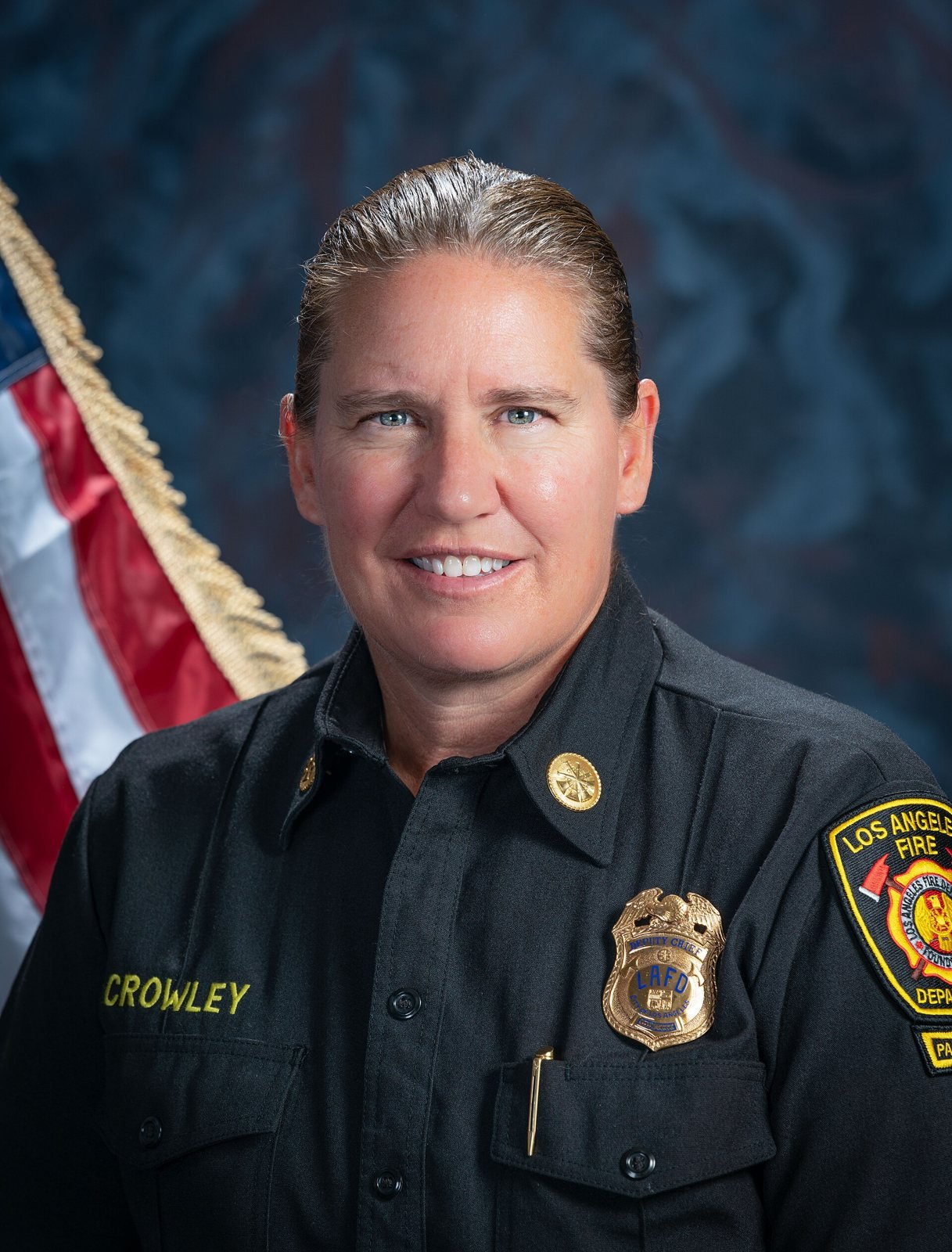 Kristin Crowley in her LAFD portrait, 2019. She served as fire chief from 2022 until Bass removed her in February 2025.