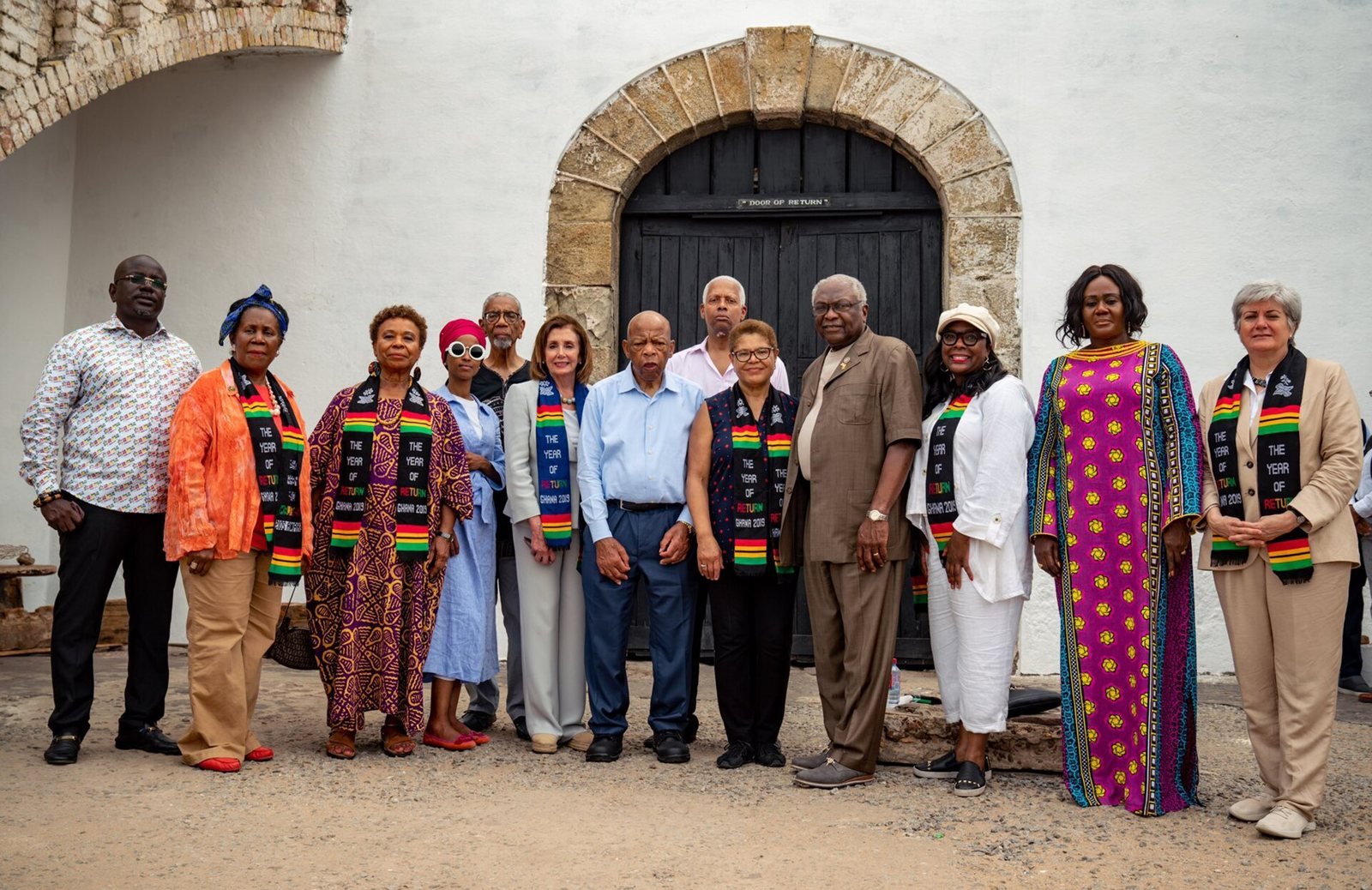 A congressional delegation led by Bass in Ghana, July 30, 2019, during the “Year of Return.” Earlier context; not the 2025 trip.