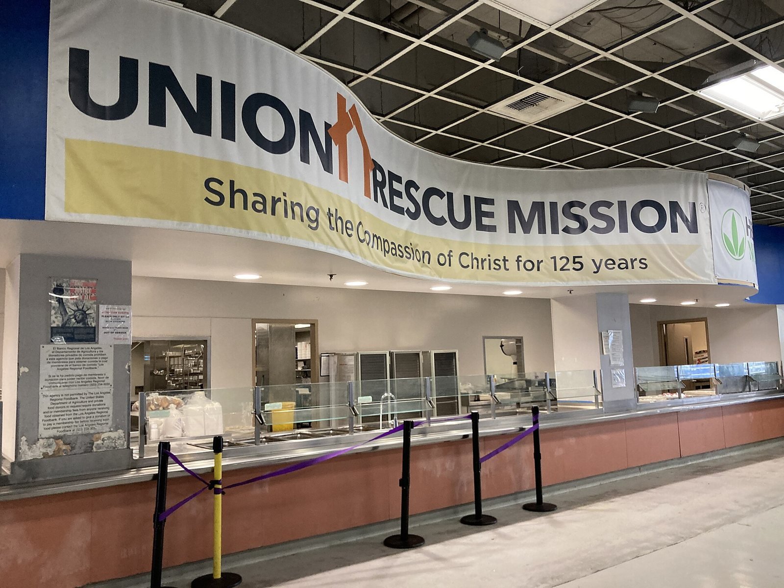 The Union Rescue Mission cafeteria on Skid Row, 2023. Illustrative; not an Inside Safe site.