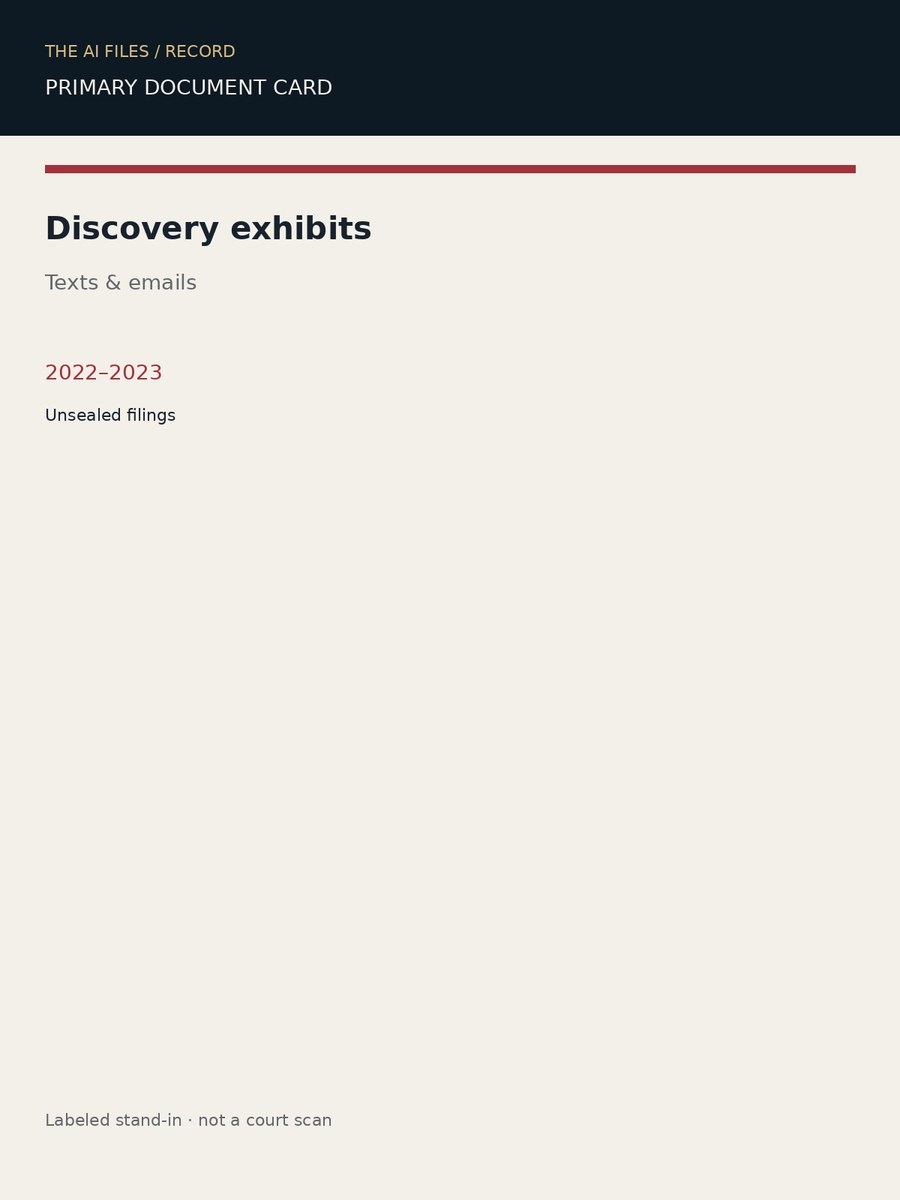 Labeled card: discovery exhibits / texts.