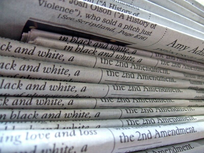 A stack of newspapers.