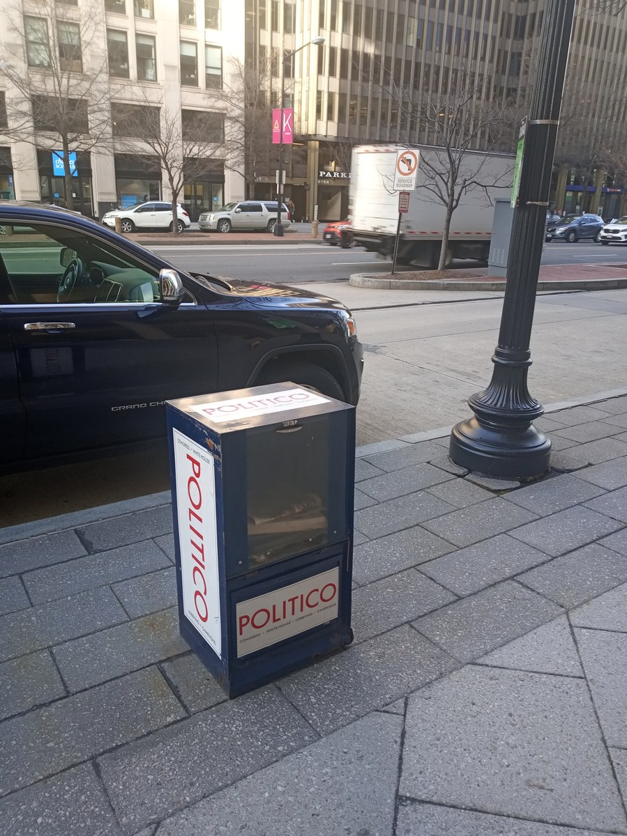 Politico newspaper vending box, Washington, D.C.