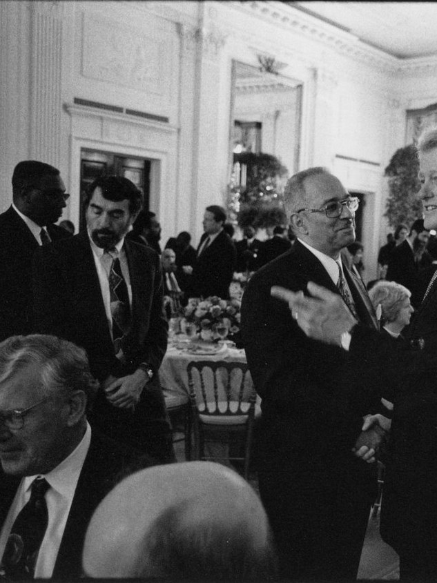 Rev. Jeremiah Wright with President Bill Clinton at a White House prayer breakfast, 1998.