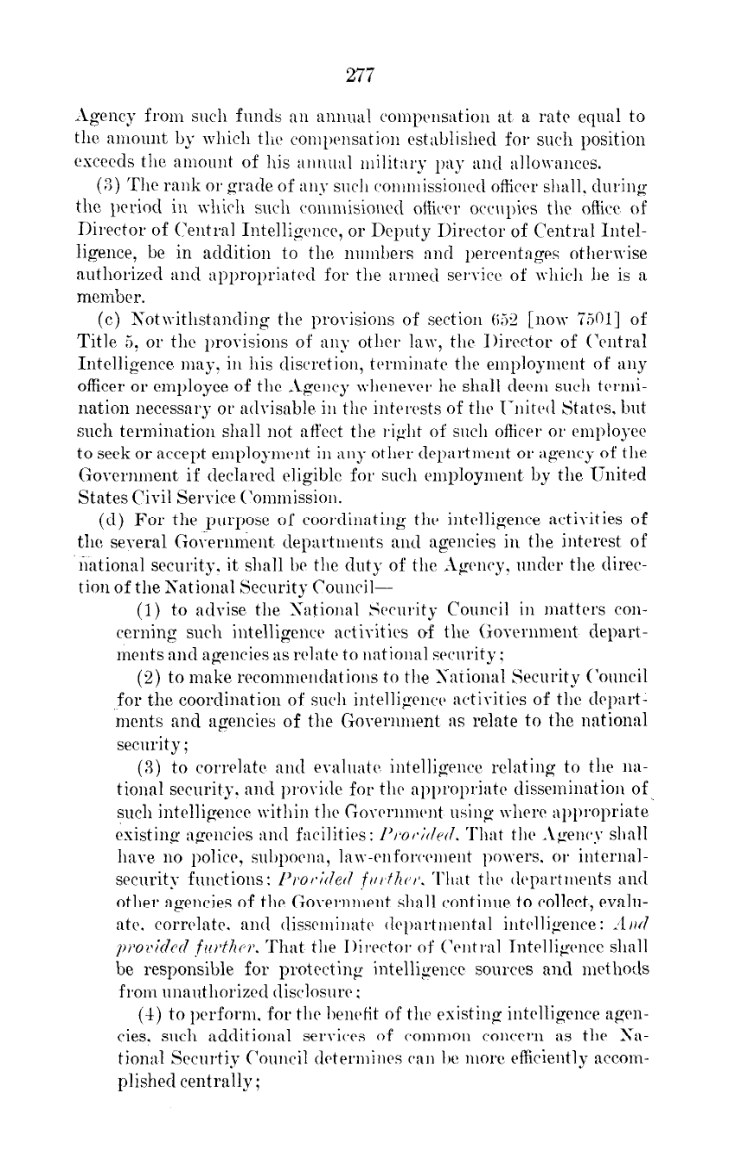 National Security Act text, printed page 277