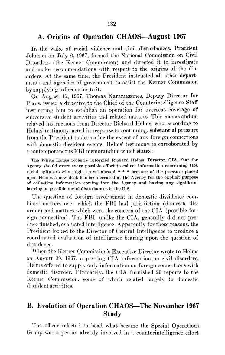 Rockefeller Commission: origins, printed page 132