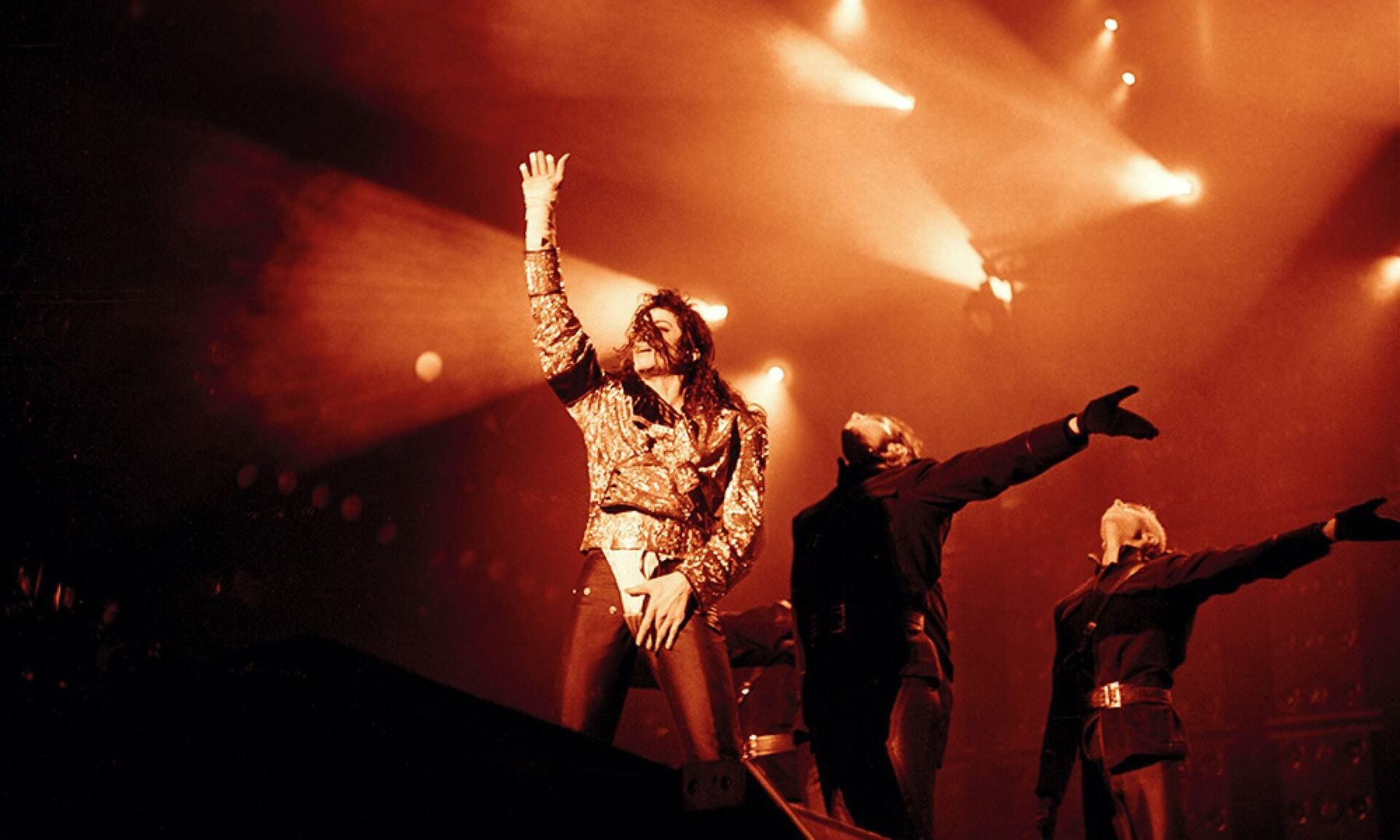 Jackson on stage in Bucharest on 1 October 1992, during the Dangerous tour. The concert was filmed for HBO.