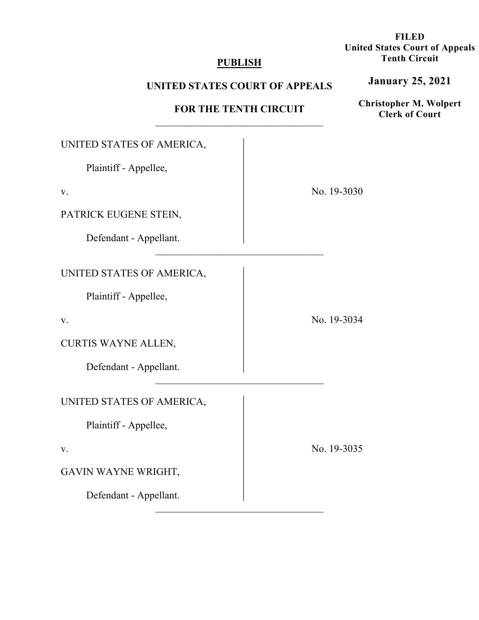 Appellate case cover, 25 January 2021