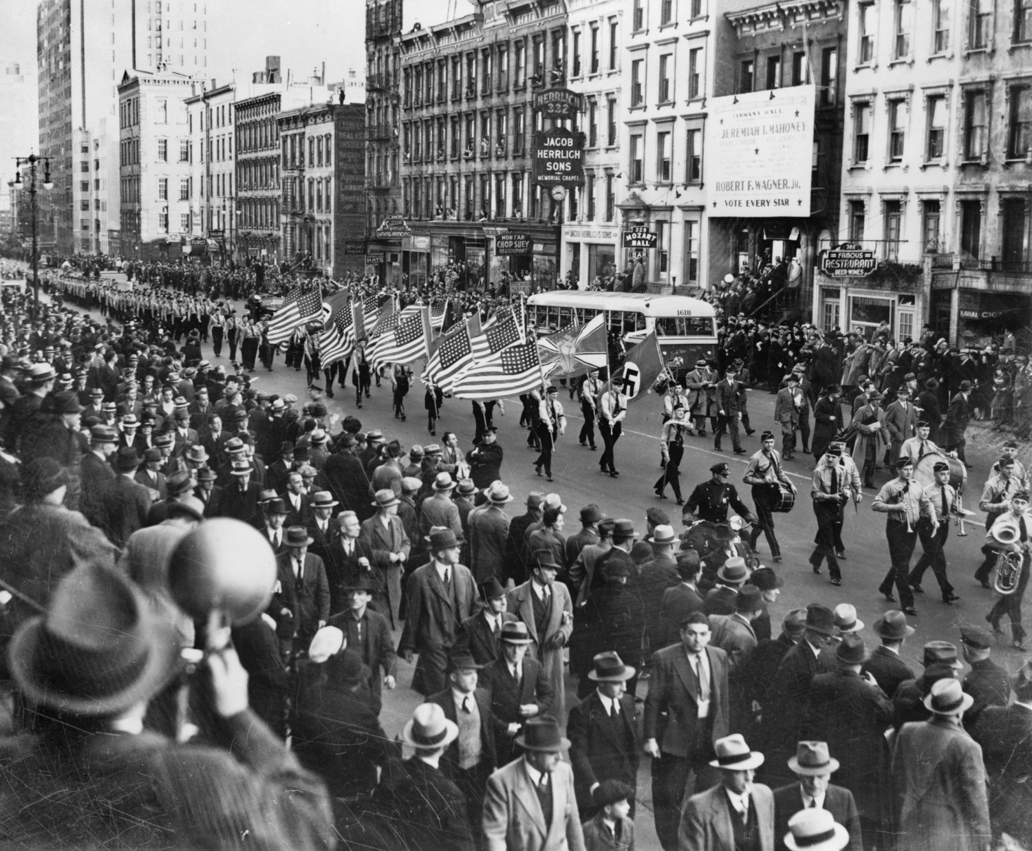 Bund parade on East 86th Street, New York, 30 October 1937