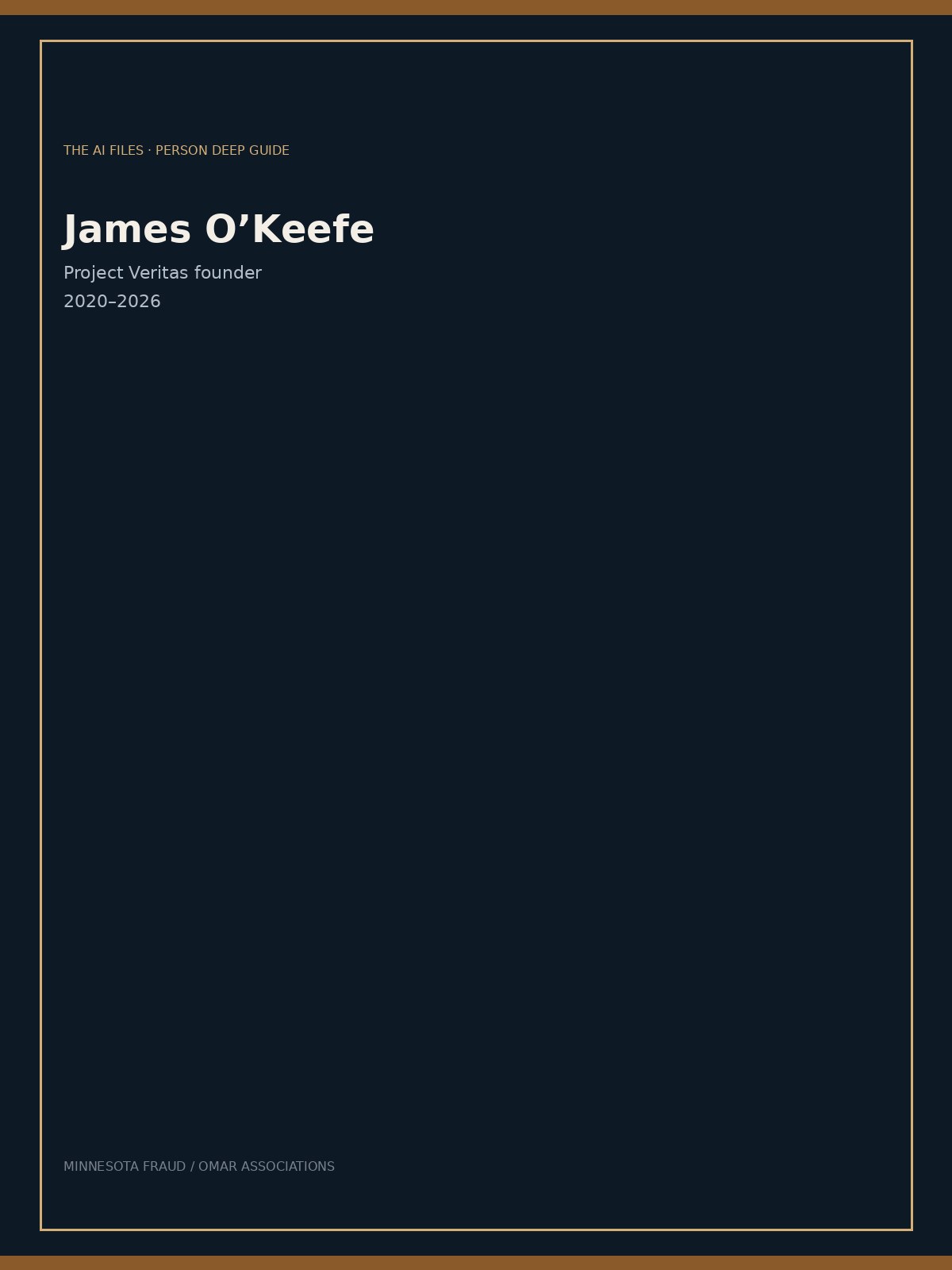 James O’Keefe — typographic cover (face-forward portrait pending)