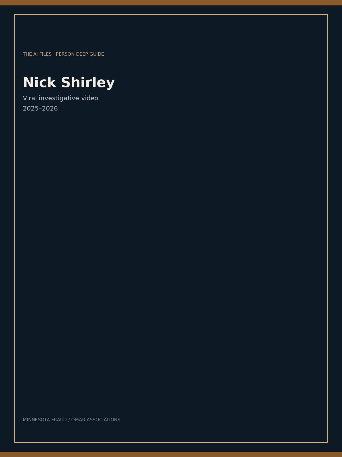 Nick Shirley — typographic cover (face-forward portrait pending)