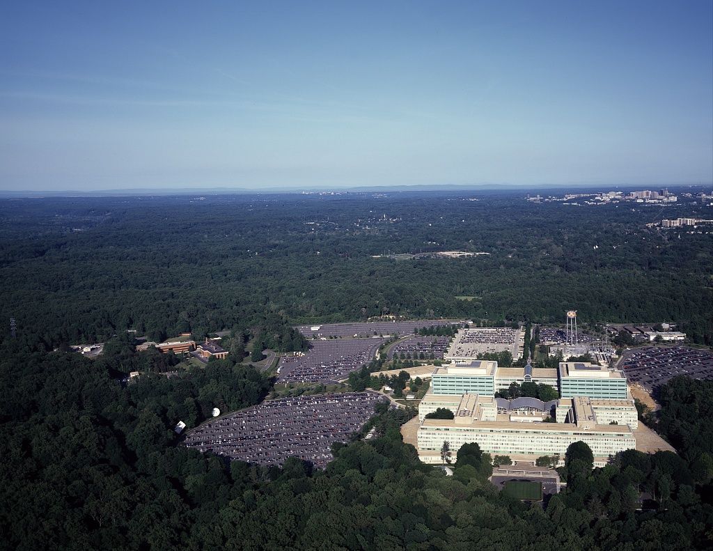 Aerial view of CIA headquarters at Langley, Virginia.