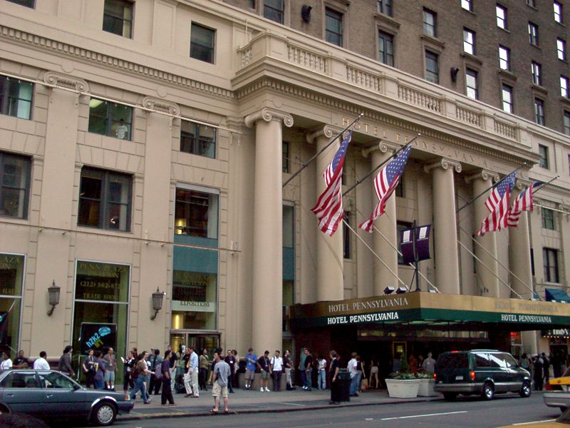 The former Hotel Pennsylvania on Seventh Avenue in Manhattan. It was called the Hotel Statler in 1953, when Frank Olson fell from a tenth-floor window.