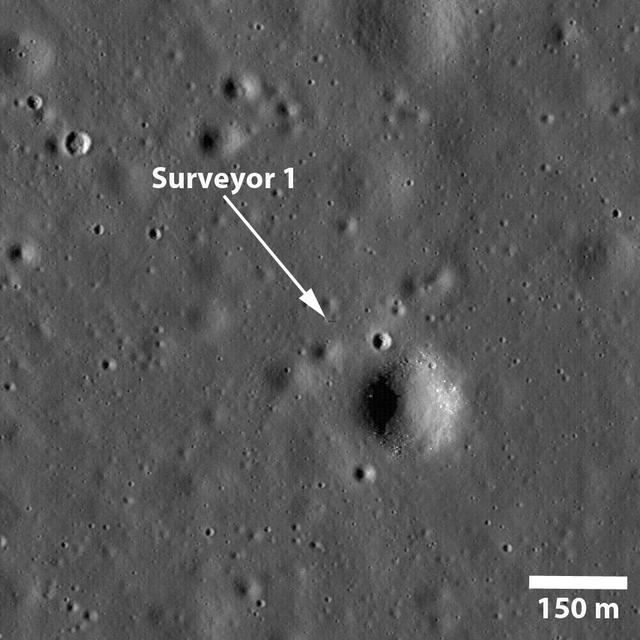NASA Surveyor 1 spacecraft sitting silently on Oceanus Procellarum, the first US spacecraft to land on another planet on June 2, 1966 in this image taken by NASA Lunar Reconnaissance Orbiter.