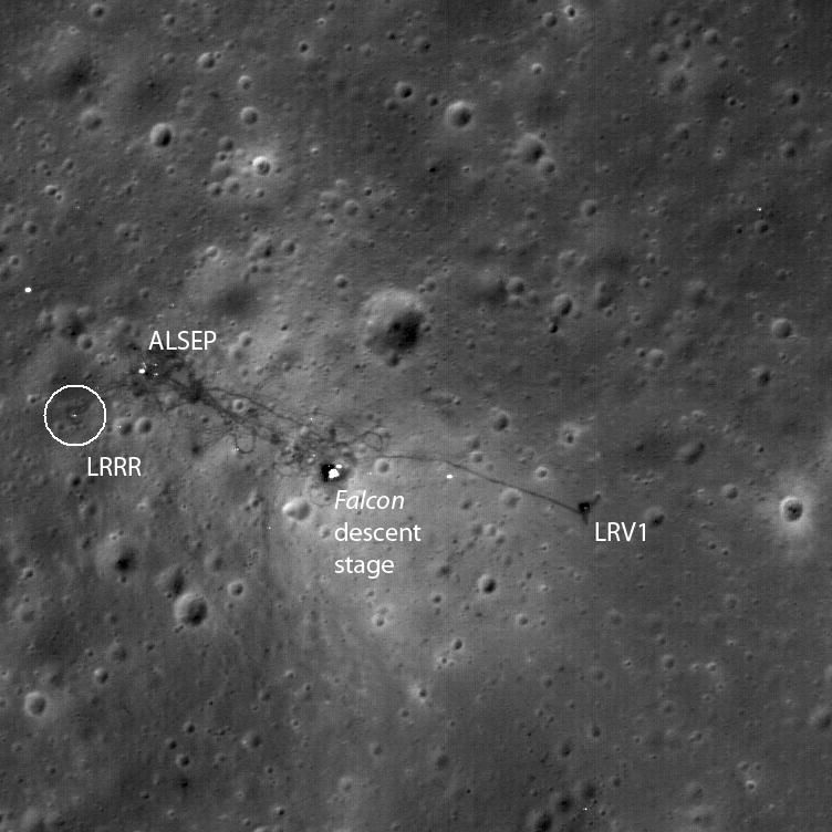 The Apollo 15 laser ranging retroreflector on the Moon.