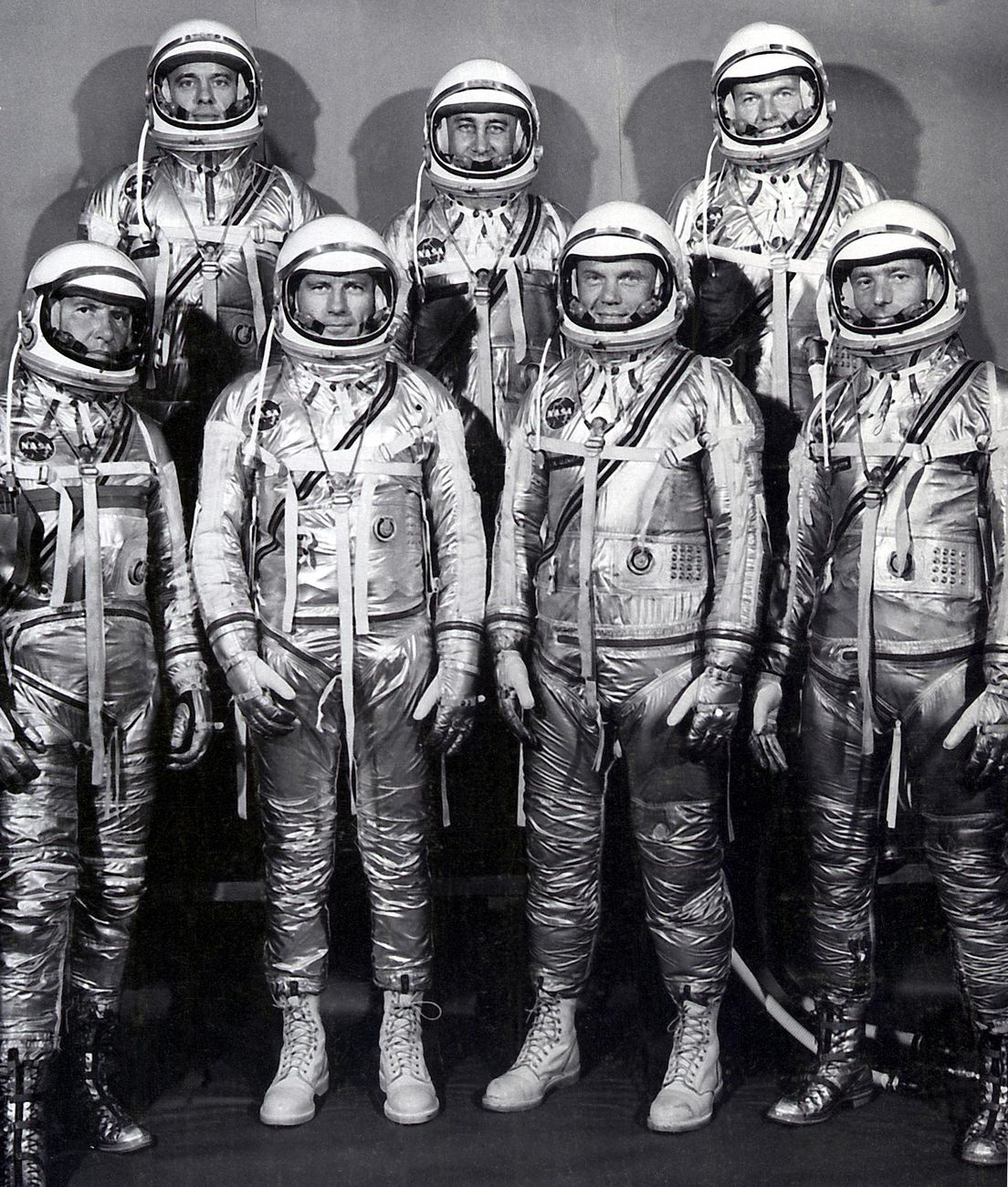 The seven Mercury astronauts, selected 27 April 1959.