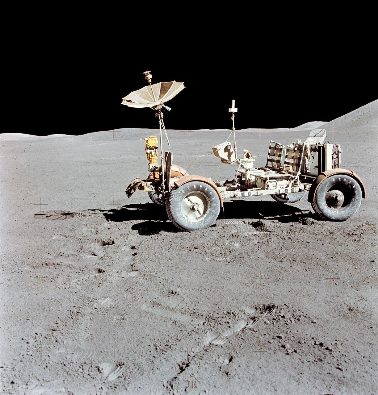 The Apollo 15 Lunar Roving Vehicle at Hadley-Apennine, August 1971.