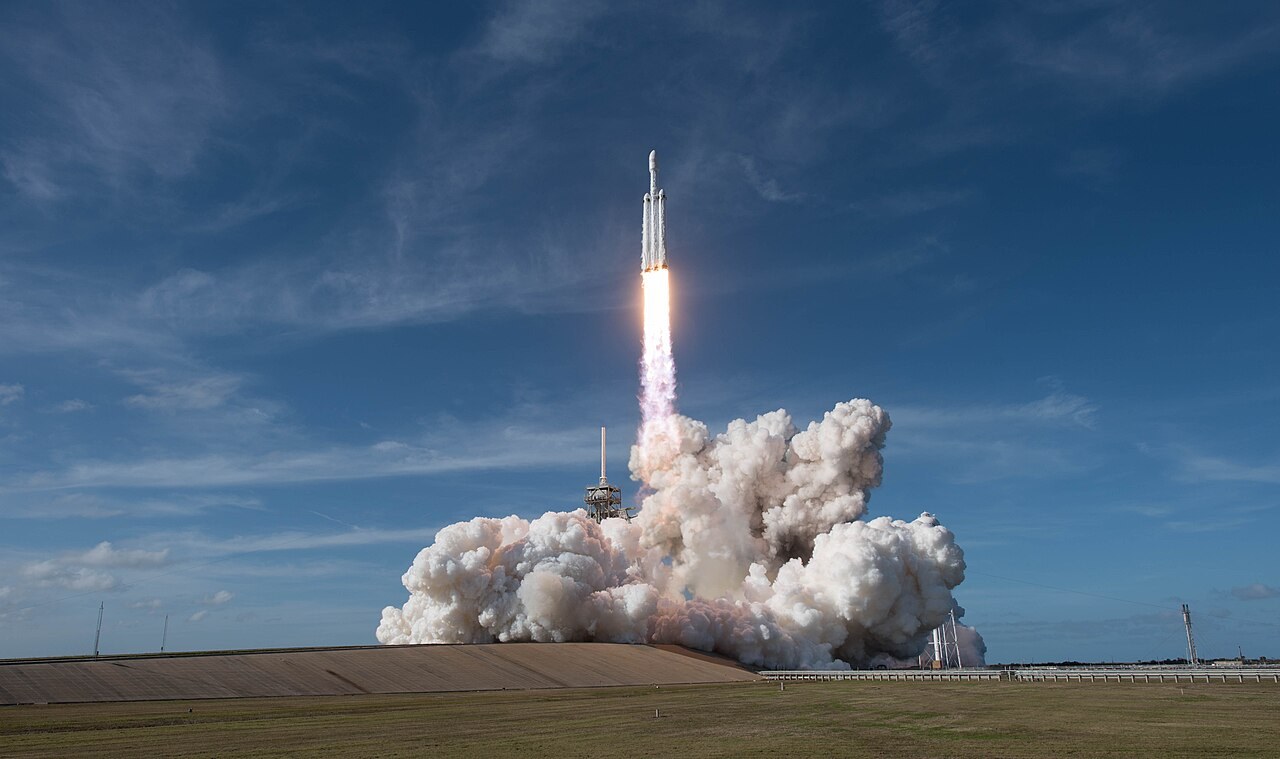 The first Falcon Heavy launch, February 6, 2018, Kennedy Space Center, Florida.