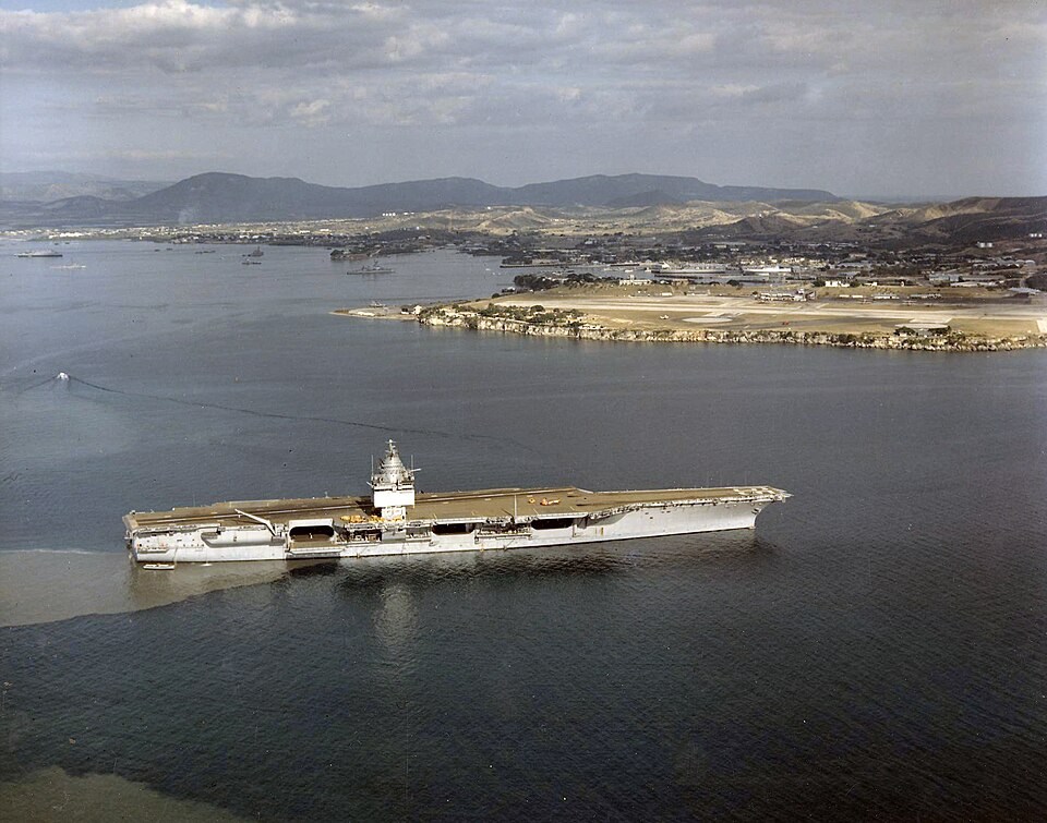 USS Enterprise in Guantánamo Bay, February 1962. A genuine contemporary harbor view; Enterprise is not identified as a selected Northwoods target.