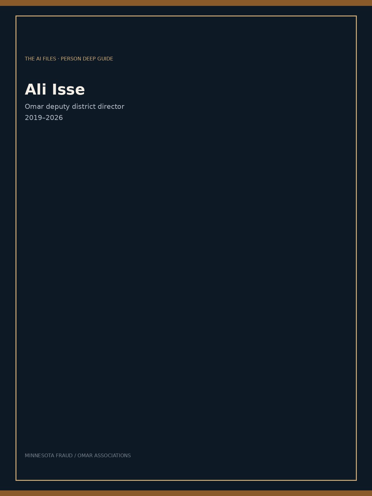 Ali Isse — typographic cover (face-forward portrait pending)