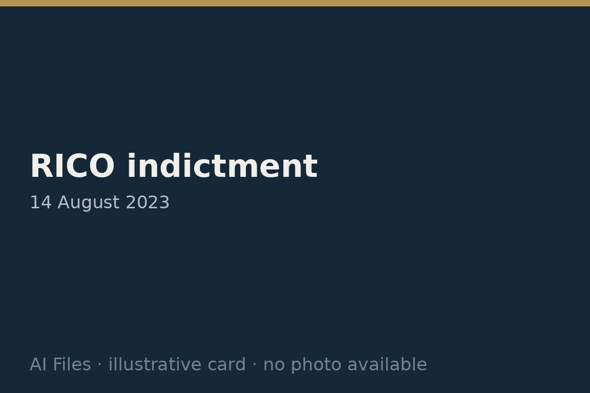 Illustrative title card for RICO indictment.